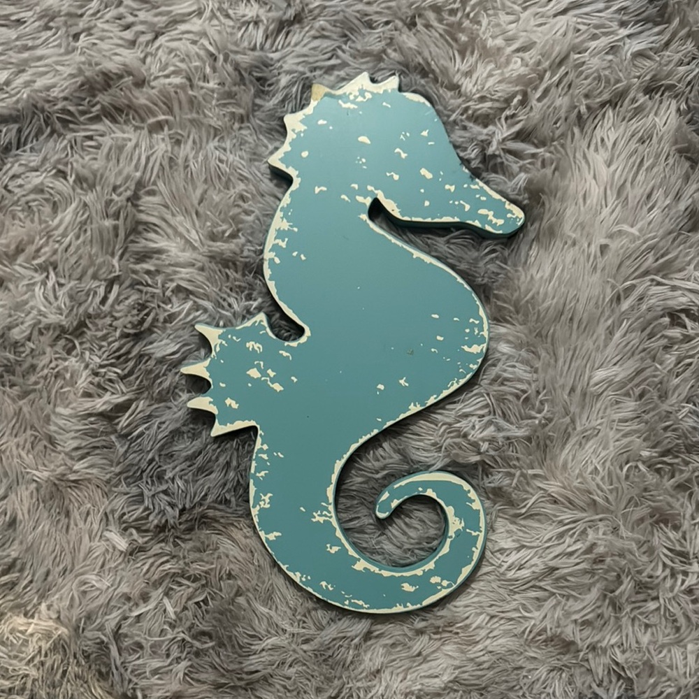 Rustic Teal Seahorse Wall Decor
